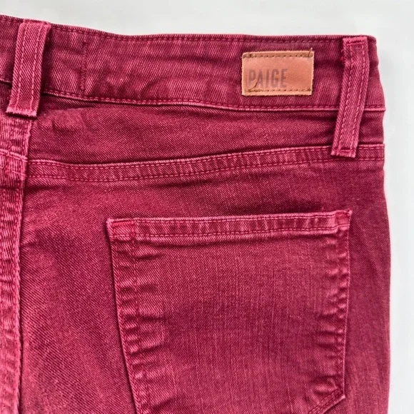 PAIGE Dark Burgundy CIGARETTE SKINNY JEANS Denim Preppy WOMENS 27 - Picture 6 of 7